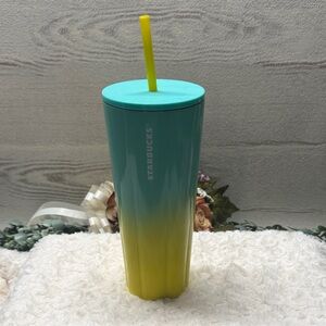 Starbucks limited ed 2021 seafoam/yellow ombre stainless steel cold tumbler.